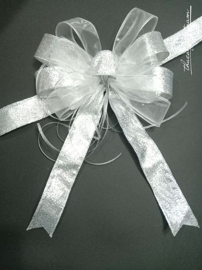 Nơ hộp quà 12 cánh phối voan 25cm